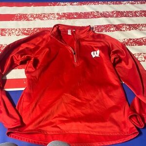 Red Quarter-Zip Pullover with Logo
